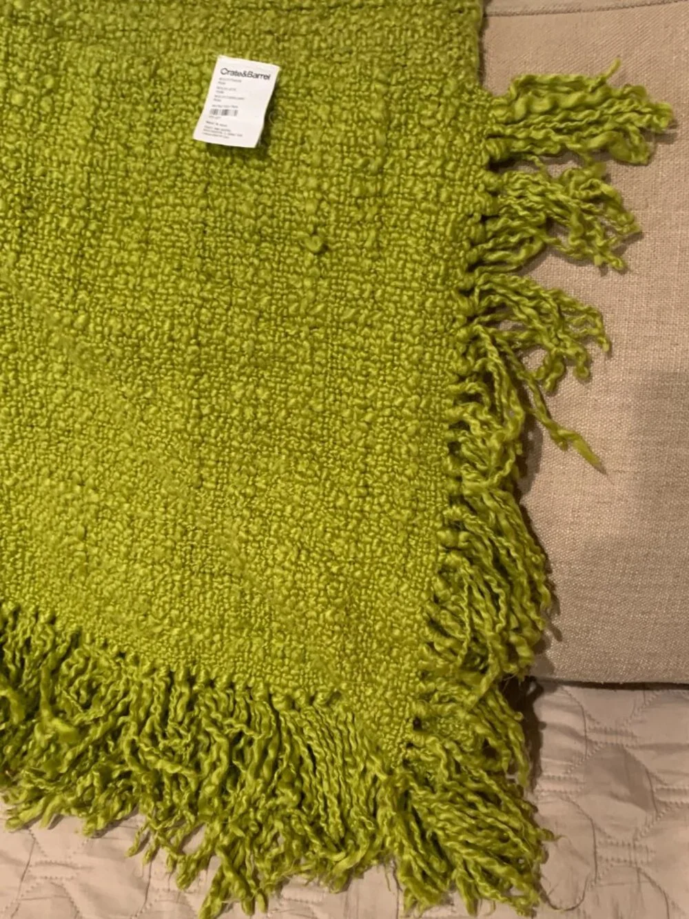 Crate & Barrel Cambria throw green 40x70 Inch #440-035 New